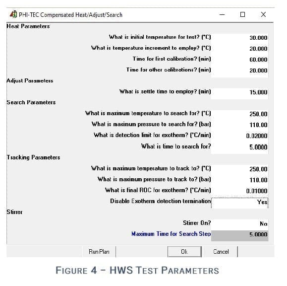 Figure 4 - Heat-Wait-Search (HWS) Parameters