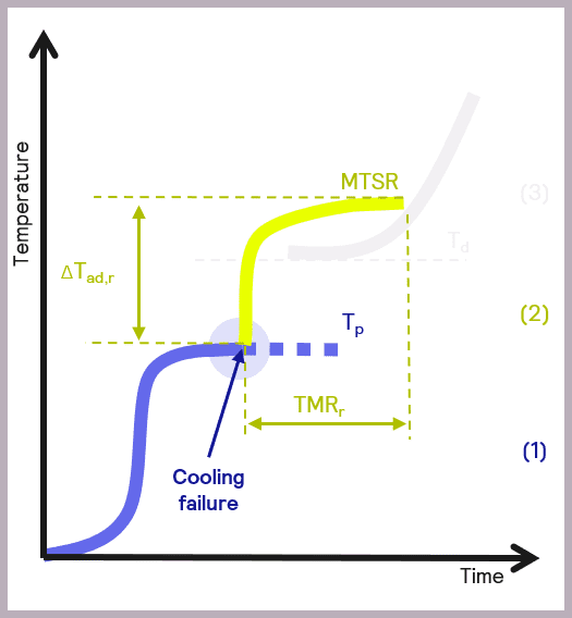 Schematic illustrating the key parameters of the thermal runaway of reaction